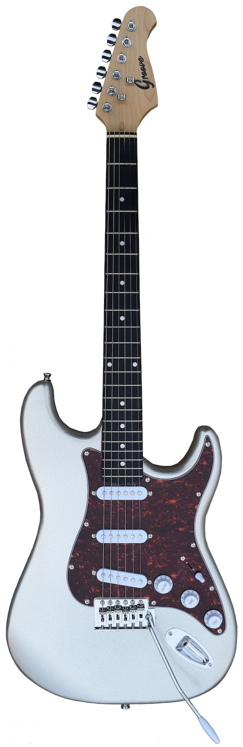 GROOVE STRAT SHAPED ELECTRIC GUITAR - SILVER METALLIC