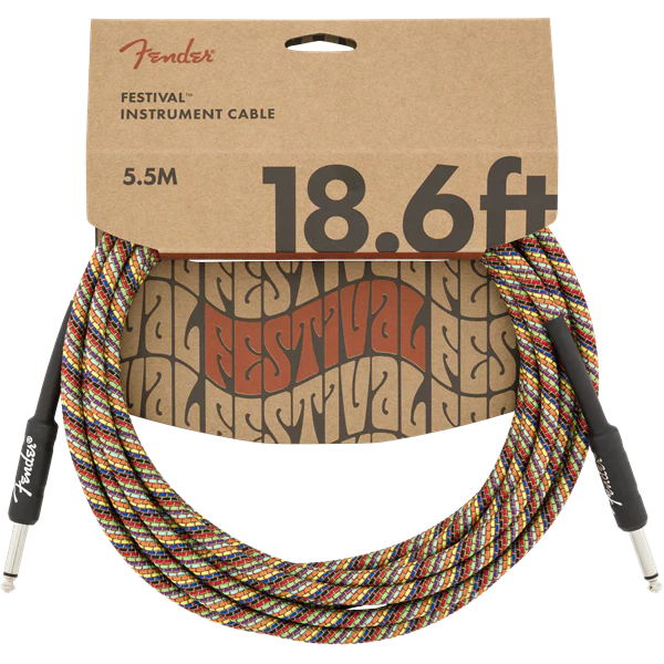 Fender Festival Instrument Cable, Rainbow - 18.6ft