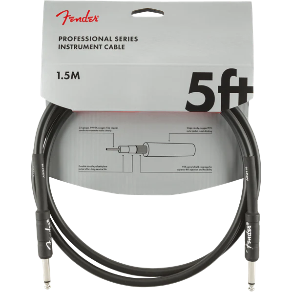 Fender Professional Series Instrument Cable - Black - 5ft