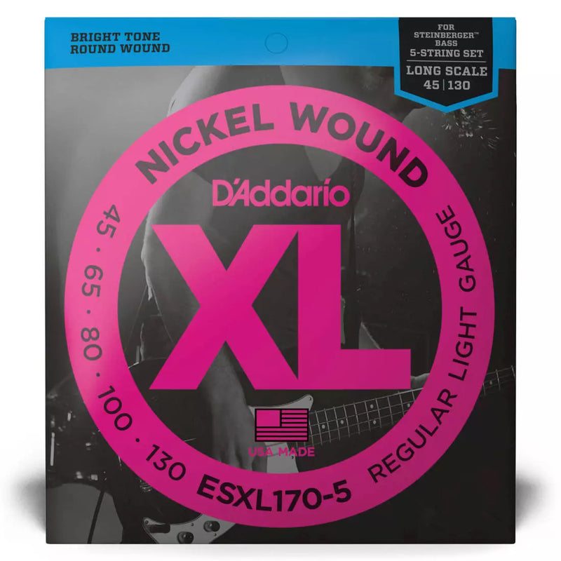 D'Addario EXL170-5 - Nickel Round Wound Long Scale 5-String Bass Strings 45-130