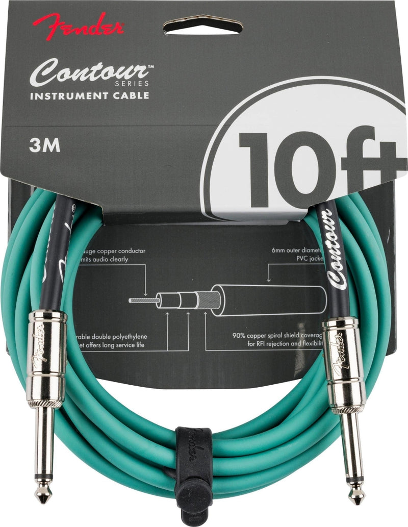 Fender Contour 10' Instrument Cable - Sherwood Green