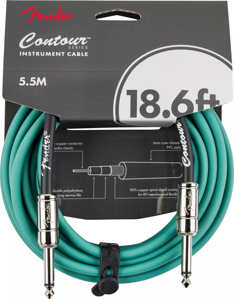 Fender Contour 18.6' Instrument Cable - Sherwood Green