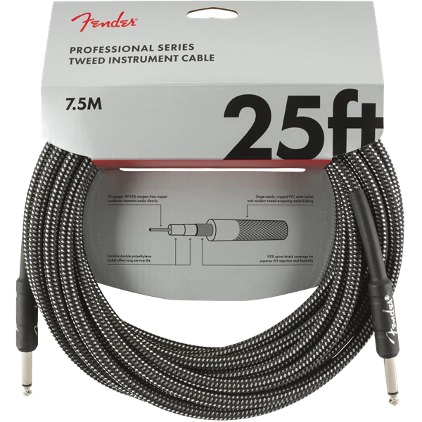 Fender Professional Series Instrument Cable, Gray Tweed - 25ft