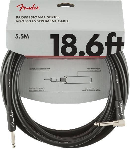Fender Professional Instrument Cable, Straight/Angle, 18.6', Black