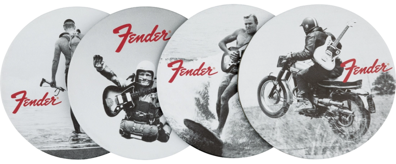 Fender Vintage Ads Black and White Coaster Set - 4-Pack