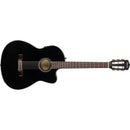Fender CN-140SCE Nylon Thinline Acoustic/Electric Guitar with Case - Black