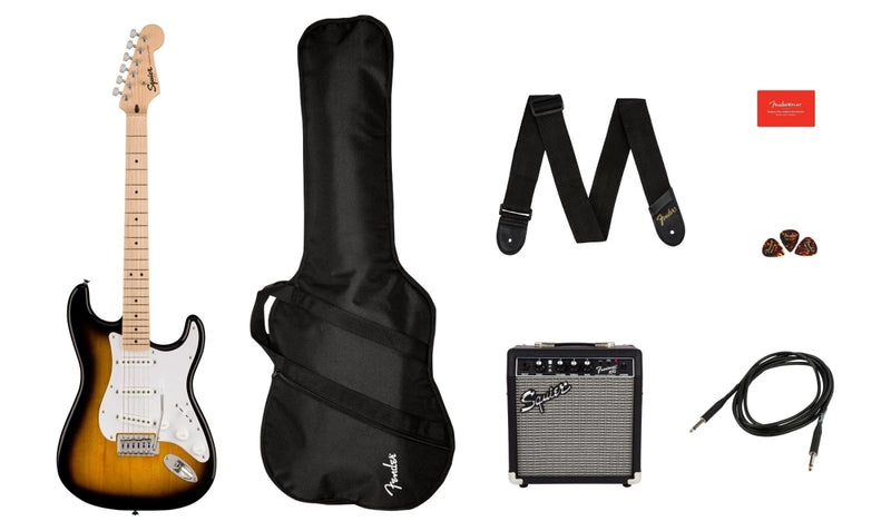 Fender Squier Sonic Stratocaster Pack w/Frontman 10G and Gig Bag - 2-Colour Sunburst