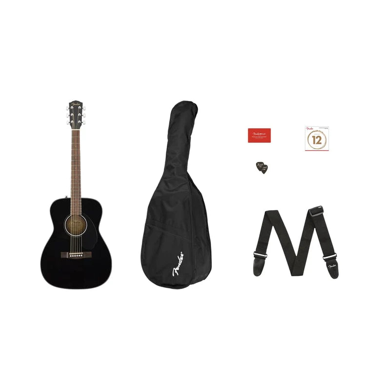 Fender CC-60S Concert Acoustic Guitar Starter Pack - Black
