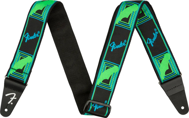 Fender Neon Monogram Guitar Strap - Green/Blue