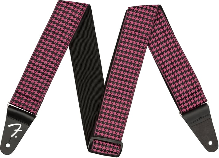 Fender Houndstooth Jacquard Guitar Strap - Black/Pink