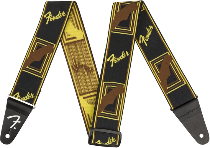 Fender WeighLess Monogram Guitar Strap - Black/Yellow/Brown