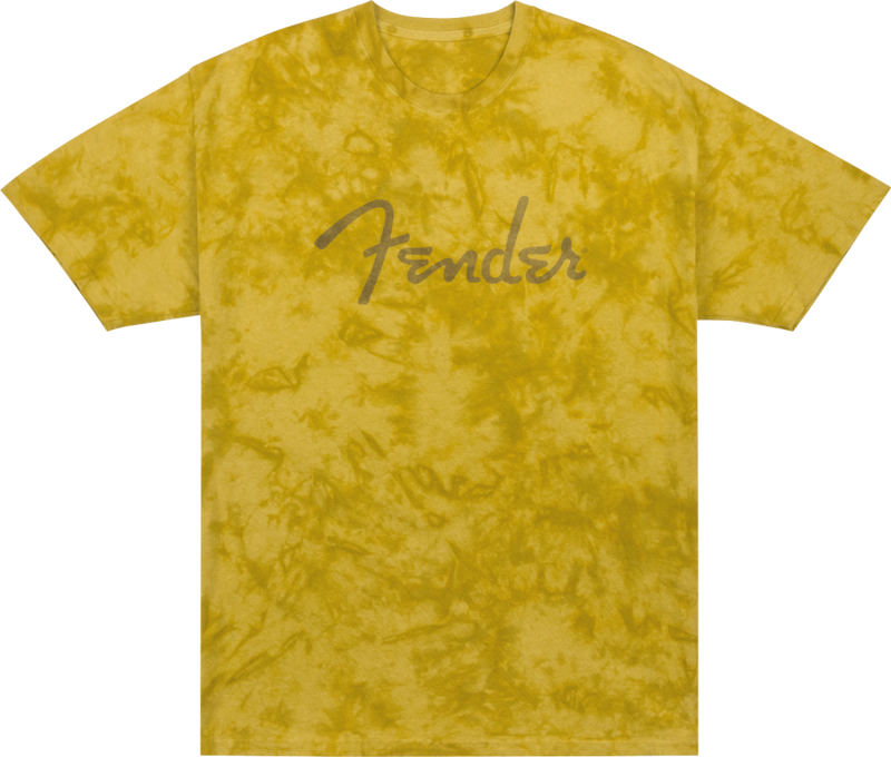 Fender Fender Spaghetti Logo Tie-Dye T-Shirt, Mustard - Large