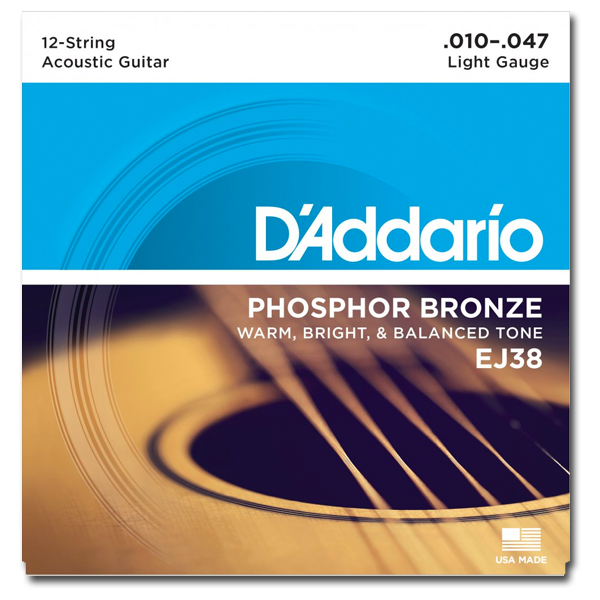 D'Addario EJ38 12 String Set Acoustic Guitar Strings