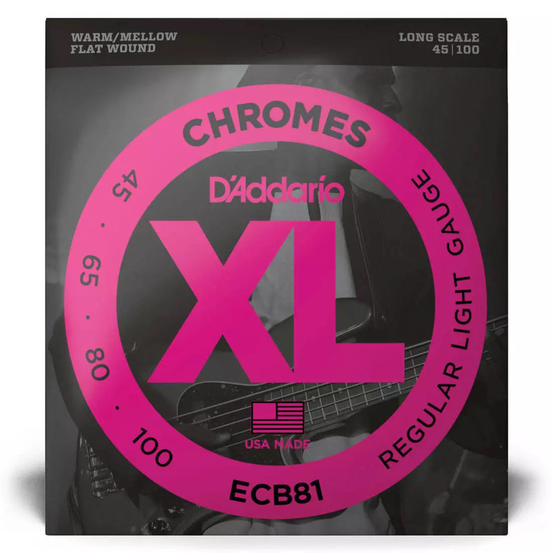 D'Addario ECB81 - Chromes Flat Wound LONG SCALE 45-100