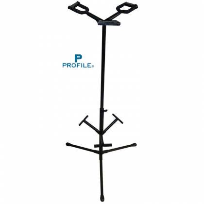 Profile GS453 Triple Guitar Stand With Safety Lock And Padded Black Foam